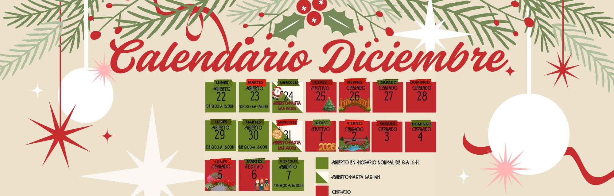 Calendario diciembre